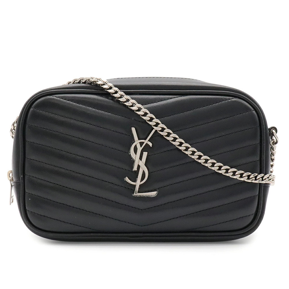 SAINT LAURENT PARIS Yves YSL Lou Camera Bag Chain Shoulder Leather Black